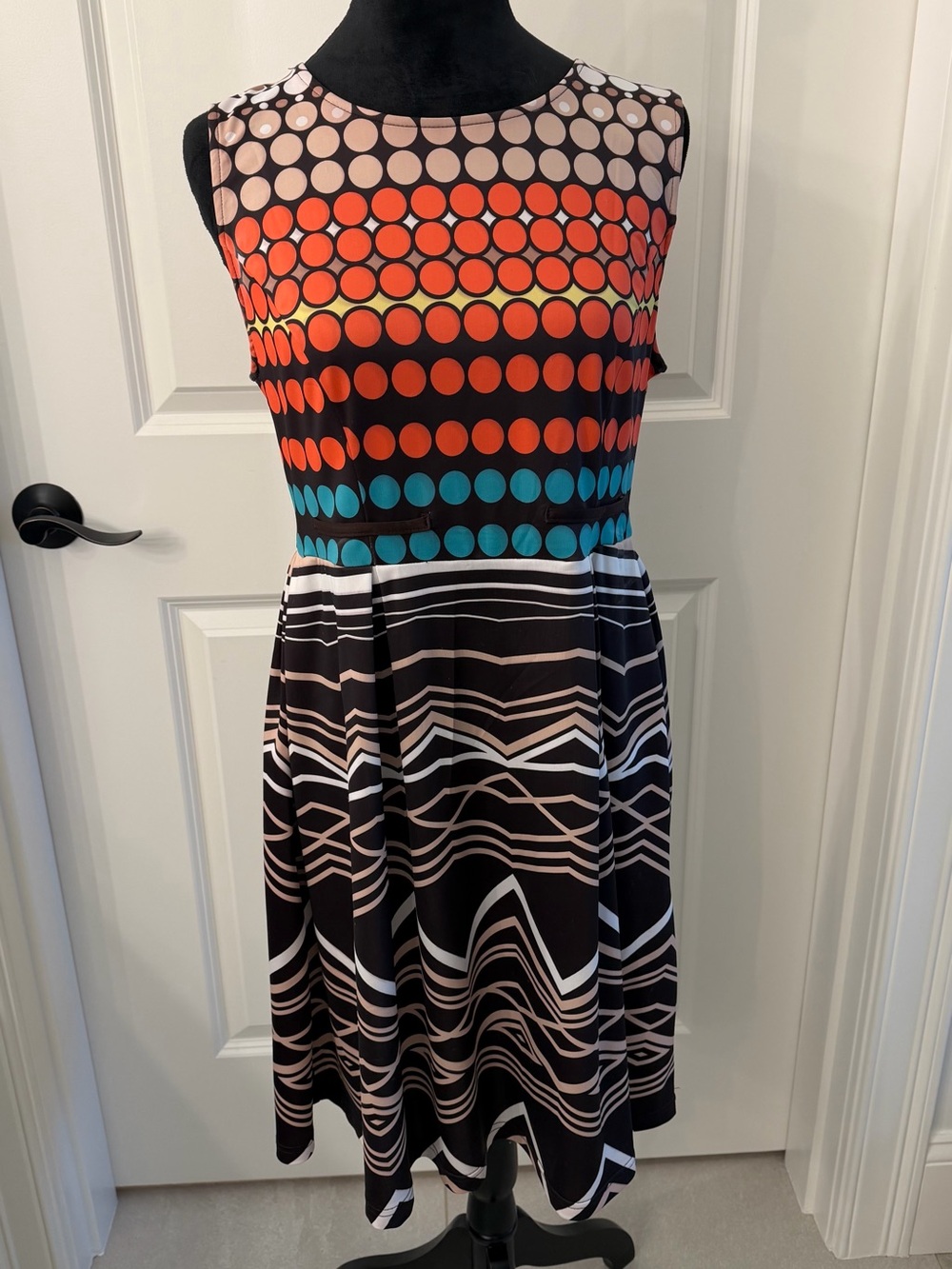 Aryeh Sleeveless Dot & Wave Print Dress